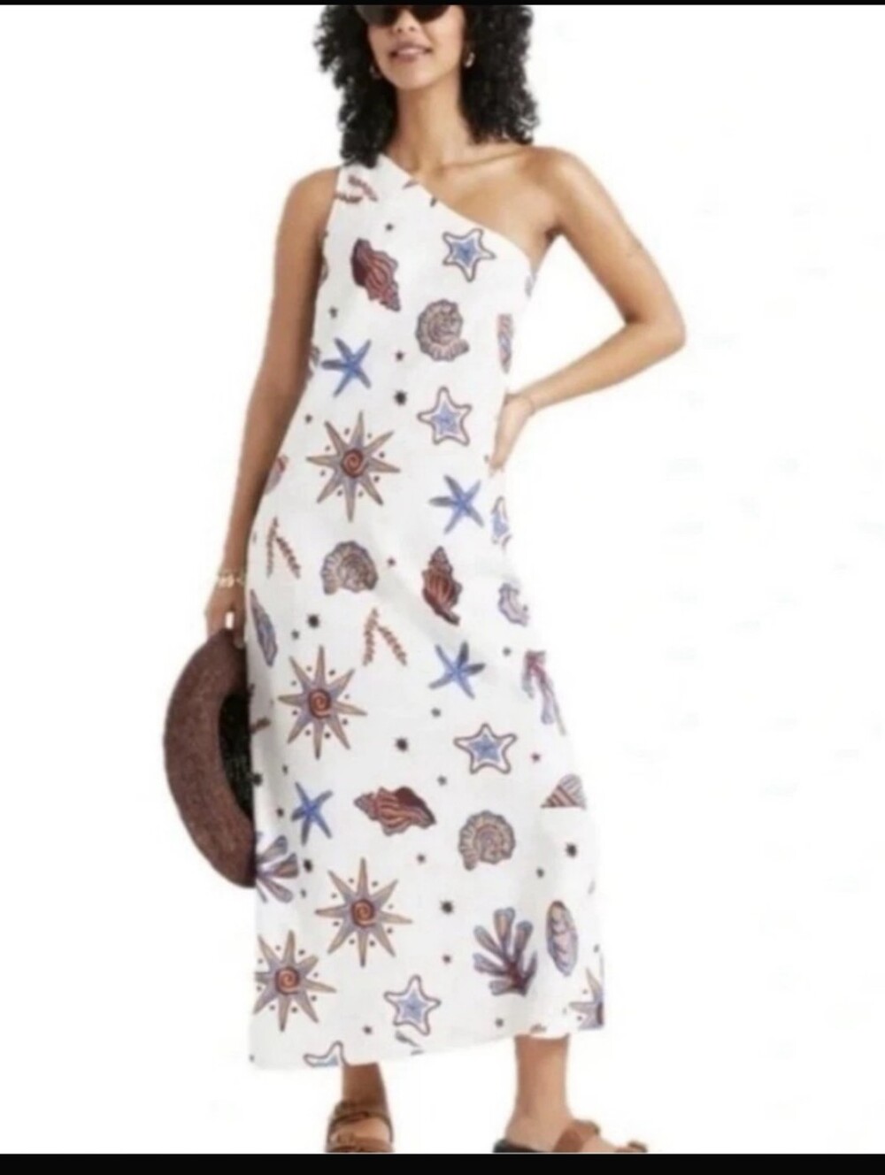 NWT C&C California Medium MSRP $119 One-Shoulder Starfish Shell Maxi Boho Dress